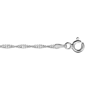 Bracelet en argent rhodié chaîne maille Singapour - largeur 1,5mm et longueur 18cm