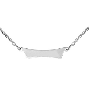Collier en argent chaîne avec pendentif plaque prénom à graver en trapèze – longueur 40cm