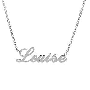 Collier en argent chaîne maille forçat avec découpe anglaise 1 prénom – longueur 40cm