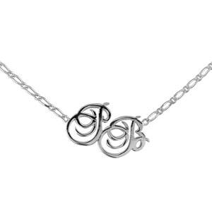 Collier en argent chaîne maille 1+1 avec découpe anglaise 2 initiales stylisées – longueur 40cm