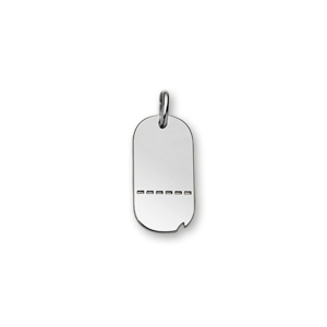 Pendentif en argent plaque G.I. arrondie trouée avec encoche petit modèle 25mm X 13mm – plaque fine
