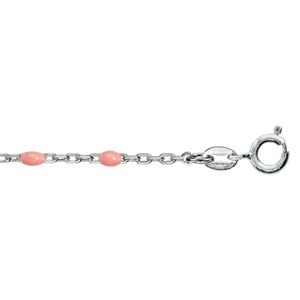 Chaîne de cheville en argent rhodié perles couleur rose 23+3cm