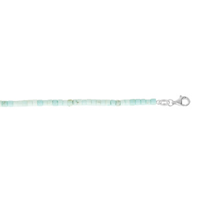 chaîne de cheville en argent rhodié avec rondelles pierre turquoise véritable 23+3cm
