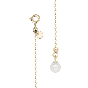 Bijou chaîne de dos argent et dorure jaune avec perle blanche de synthèse 20cm