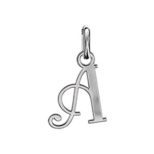 Pendentif en argent lettre A en lettrine anglaise stylisée
