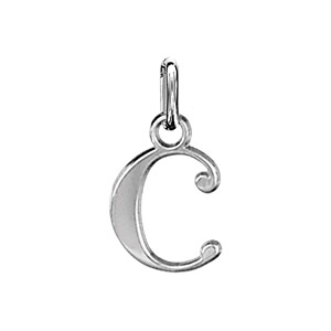 Pendentif en argent lettre C en lettrine anglaise stylisée