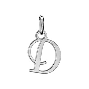 Pendentif en argent lettre D en lettrine anglaise stylisée