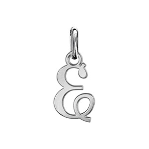 Pendentif en argent lettre E en lettrine anglaise stylisée