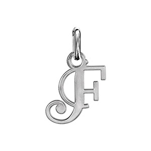 Pendentif en argent lettre F en lettrine anglaise stylisée