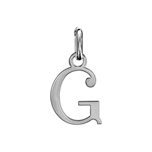Pendentif en argent lettre G en lettrine anglaise stylisée
