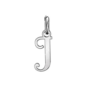 Pendentif en argent lettre J en lettrine anglaise stylisée