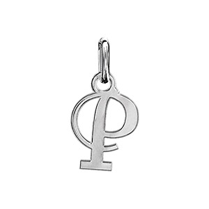 Pendentif en argent lettre P en lettrine anglaise stylisée