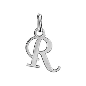 Pendentif en argent lettre R en lettrine anglaise stylisée