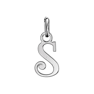 Pendentif en argent lettre S en lettrine anglaise stylisée