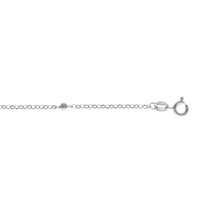 Chaîne de cheville en argent rhodié avec boules diamantées 22,5+2,5m