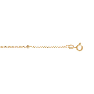 Chaîne de cheville en argent et dorure jaune avec boules diamantées 22,5+2,5m