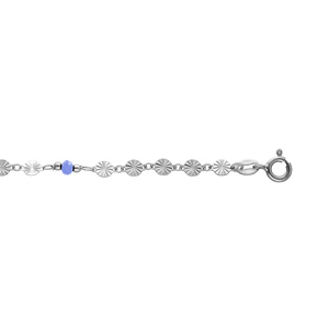 Chaîne de cheville en argent rhodié avec pastilles diamantées pierres facettés 23+2cm