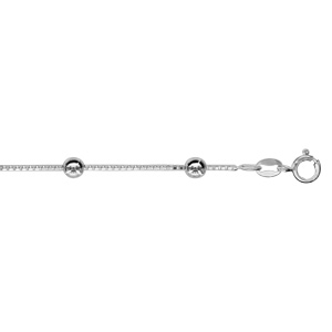 Chaîne de cheville en argent maille vénitienne avec boules lisses - longueur 23cm + 2,5cm de rallong