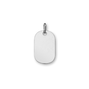 Pendentif en argent rhodié plaque G.I. arrondie à graver – petit modèle – plaque fine