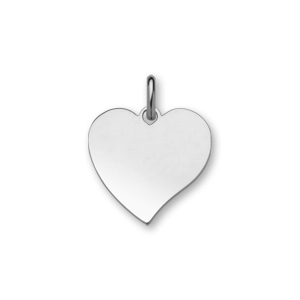 Pendentif en argent rhodié coeur à graver grand modèle 25mm X 26mm – plaque fine
