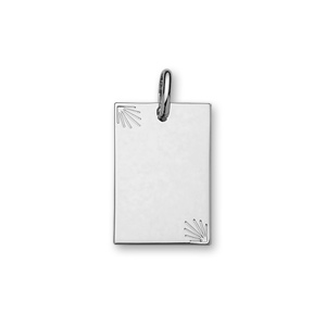 Pendentif en argent plaque G.I. rectangulaire avec diamantage étoilé dans 2 angles – moyen modèle 20mm X 30mm – plaque fine