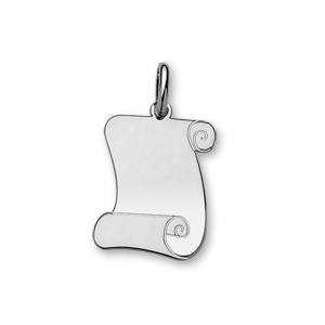 Pendentif en argent rhodié parchemin à graver moyen modèle 23mm X 30mm – plaque fine