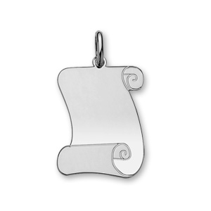 Pendentif en argent rhodié parchemin à graver grand modèle 25mm X 35mm – plaque fine