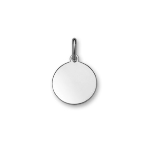 Pendentif en argent rhodié médaille à graver petit modèle diamètre 15mm - plaque fine