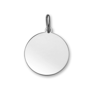 Pendentif en argent rhodié médaille à graver grand modèle diamètre 24mm – plaque fine