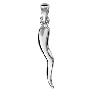 Pendentif en argent rhodié corne italienne – porte bonheur italien