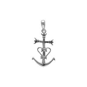 Pendentif en argent rhodié croix camarguaise moyen modèle