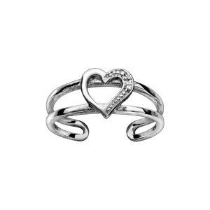Bague de doigt de pied argent rhodié motif coeur