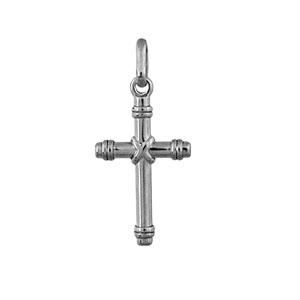 Pendentif croix en argent rhodié forme bâtons noués petit modèle