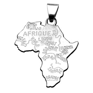 Pendentif Afrique en argent rhodié - grand modèle - stock B