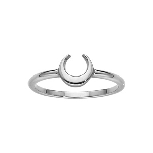 Bague en argent rhodié avec croissant de lune lisse