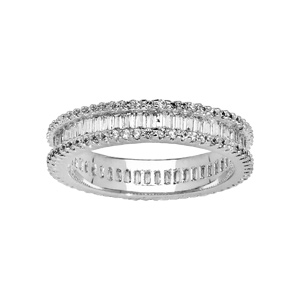 Bague en argent rhodié alliance complete avec oxydes blancs sertis