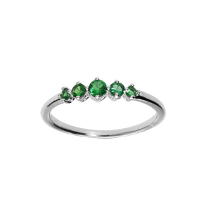 Bague en argent rhodié 5 oxydes verts sertis