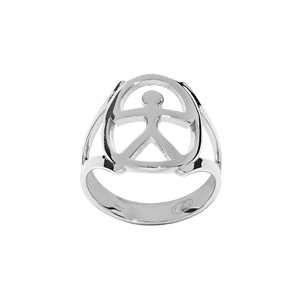 Bague en argent platiné motif indalo