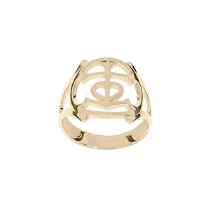 Bague en argent et dore jaune motif croix camarguaise