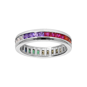 Bague en argent rhodié empierrée multi couleurs