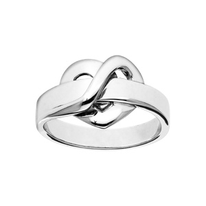 Bague en argent rhodié coeur entrelacé à graver