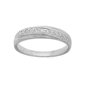 Bague en argent platiné avec ruben d’oxydes blancs sertis grande taille