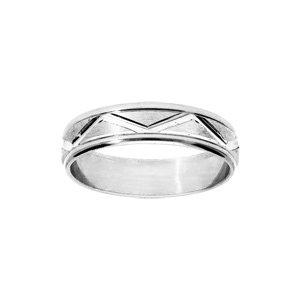 Alliance en argent rhodié vagues largeur 5mm