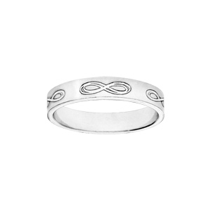 Alliance ruban en argent 4mm gravée symboles infini