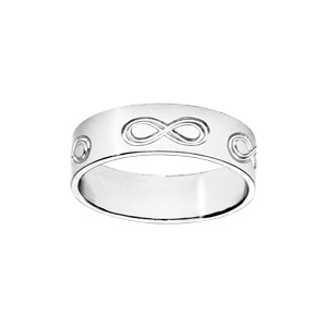 Alliance ruban en argent 6mm gravée symboles infini
