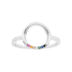 Bague en argent rhodié cercle pierres multi couleurs
