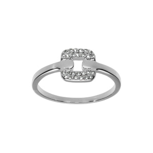 Bague en argent rhodié avec carré d’oxydes blancs sertis