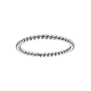 Alliance en argent rhodié fine et torsadée