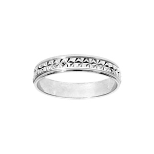 Alliance en argent rhodié diamantée étoile largeur 4mm