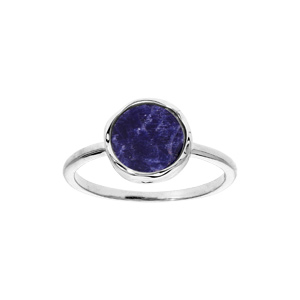 Bague en argent rhodié avec Sodalite véritable surface irrégulière